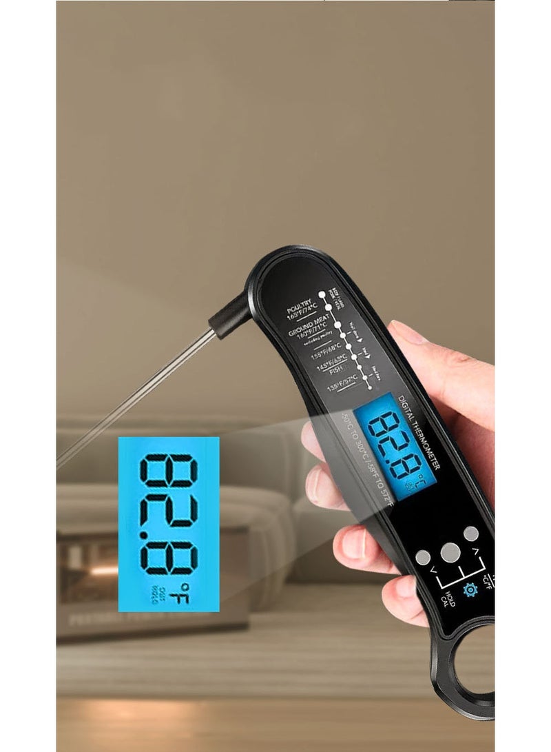 هومستر مقياس الحرارة الرقمي المزدوج للمطبخ -مقياس حرارة اللحم الذكي اللاسلكي مع الضوء الخلفي، قراءة فورية، تصميم قابل للطي، للشواء، القهوة، حليب الأطفال، شريحة لحم، درجة حرارة الحساء، مناسبة لجميع احتياجات الطهي، الأسود - Image 5