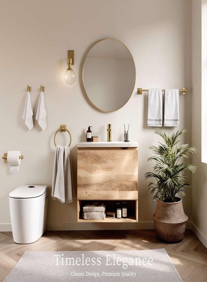 VEHCIL Champagne Gold Bathroom Towel Bar Set, 5 Piece Bathroom Hardware Accessory Set, SUS304 Stainless Steel 24" Towel Rack Holder Set for Bathroom, Wall Mounted - Image 3