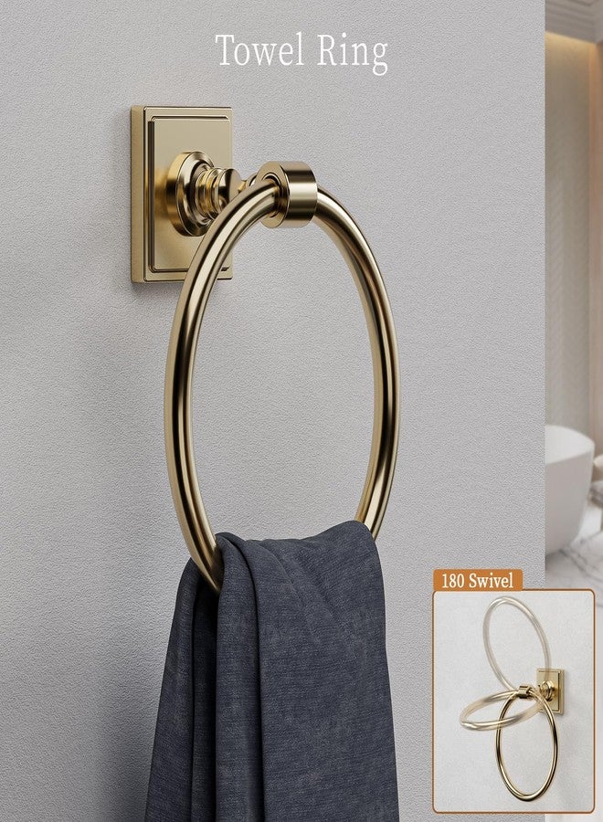 VEHCIL Champagne Gold Bathroom Towel Bar Set, 5 Piece Bathroom Hardware Accessory Set, SUS304 Stainless Steel 24" Towel Rack Holder Set for Bathroom, Wall Mounted - Image 5