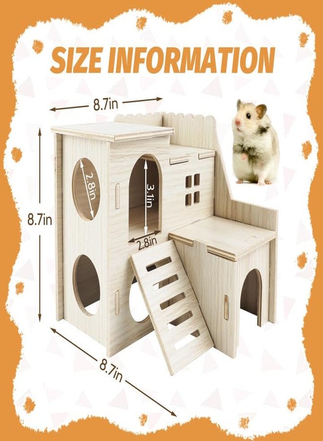 Highland Farms Select Hamster House,Tiny House with Slide House, Double-Decker Hut, Hamster Cage Accessories,Small Animal Habitat Decor for Large Hamster - Image 2