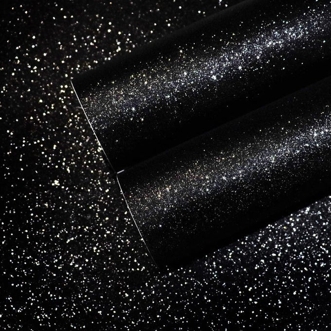 GLITTER BLACK WALLPAPER 157X100 PEEL AND STICK WALLPAPER SELF ADHESIVE REMOVABLE BLACK GLITTER WALLPAPER STICK AND PEEL FOR BEDROOM WALLS FABRIC CONTACT PAPER FOR CABINETS DRAWER DRESSER