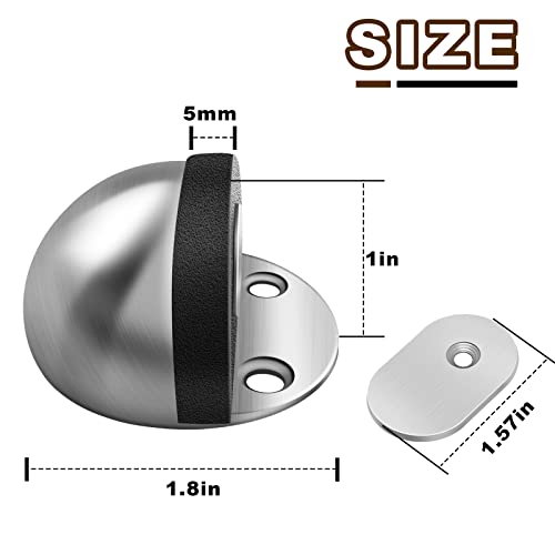 HUTLON Door Stopper, Magnetic Door Stop, Self Adhesive, Stainless Steel Brushed Nickel, Floor Mounted Door Stoppers for Bottom of Door, Magnetic Door Holder Catch, Silver - Image 5