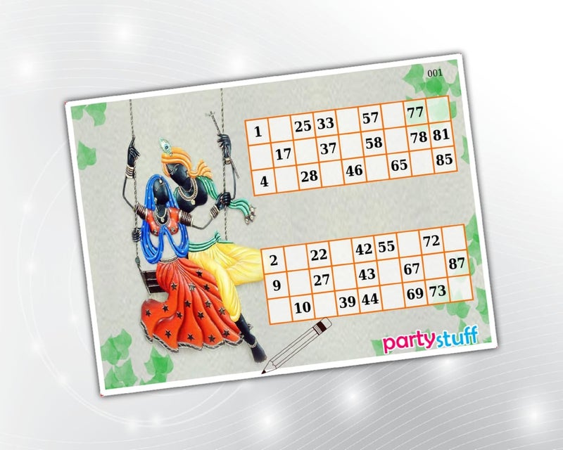 PartyStuff Tambola Housie Tickets - Teej Classic Grid Singlet (16 Piece) - Image 1