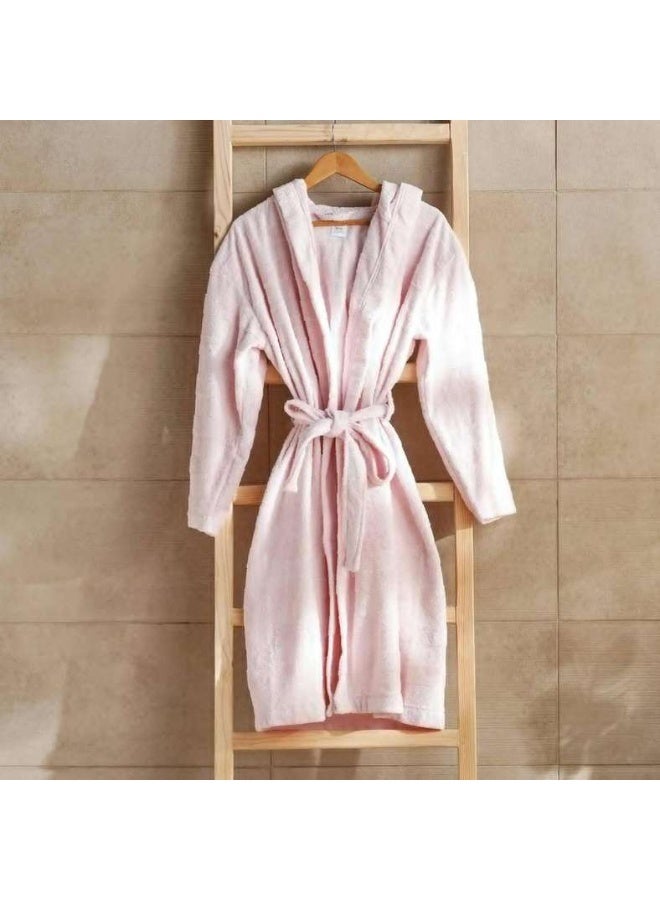 Pan Home Hooded Bathrobe S/M in Rose - Image 2