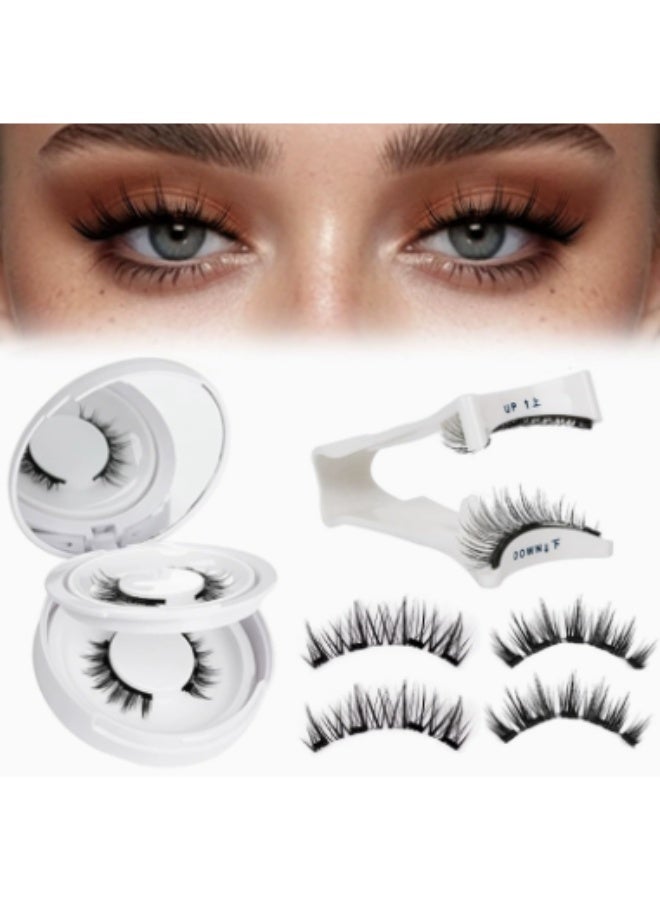 KHAJUL 2 Pairs of False Eyelashes with Magnetic Eyeliner, Reusable Eyelashes Kit with Magnetic Applicator and Case, No Glue Eyelashes Easy to Apply for Women, Natural Cluster Style - Image 1