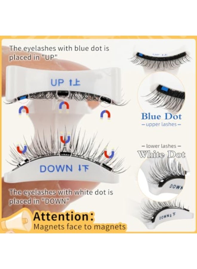 KHAJUL 2 Pairs of False Eyelashes with Magnetic Eyeliner, Reusable Eyelashes Kit with Magnetic Applicator and Case, No Glue Eyelashes Easy to Apply for Women, Natural Cluster Style - Image 2