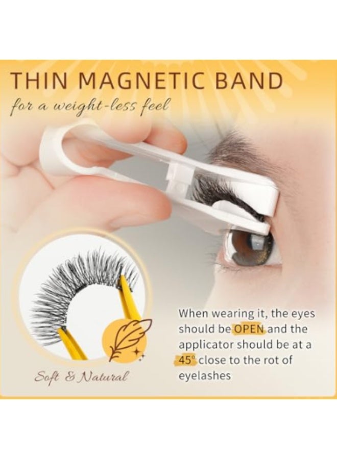 KHAJUL 2 Pairs of False Eyelashes with Magnetic Eyeliner, Reusable Eyelashes Kit with Magnetic Applicator and Case, No Glue Eyelashes Easy to Apply for Women, Natural Cluster Style - Image 3