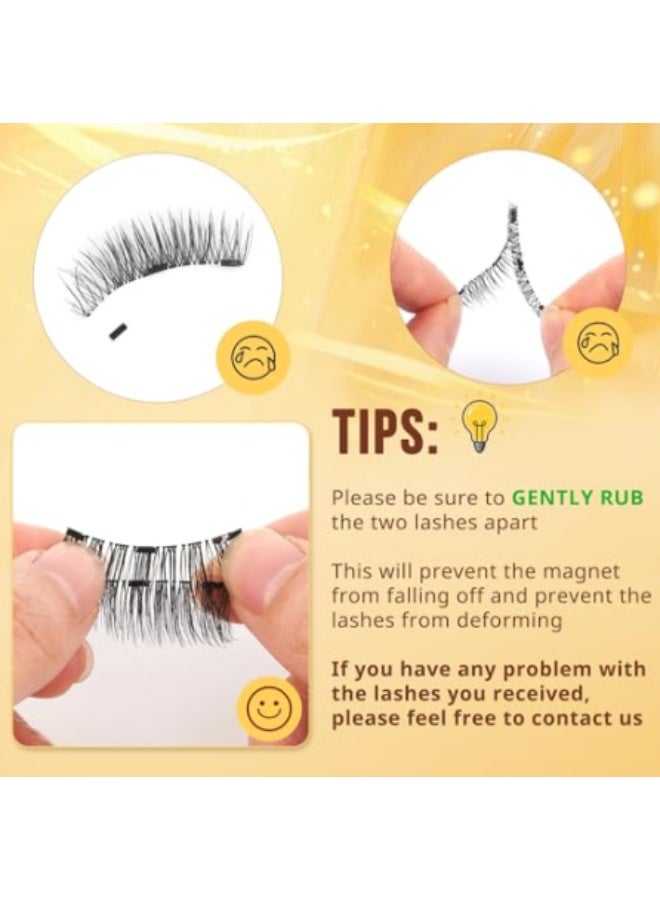 KHAJUL 2 Pairs of False Eyelashes with Magnetic Eyeliner, Reusable Eyelashes Kit with Magnetic Applicator and Case, No Glue Eyelashes Easy to Apply for Women, Natural Cluster Style - Image 5