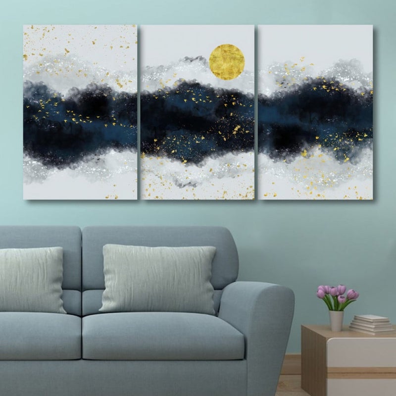 Marktna Three luxurious canvas prints with a modern design and a hollow frame, measuring (120×60), three pieces - Image 1