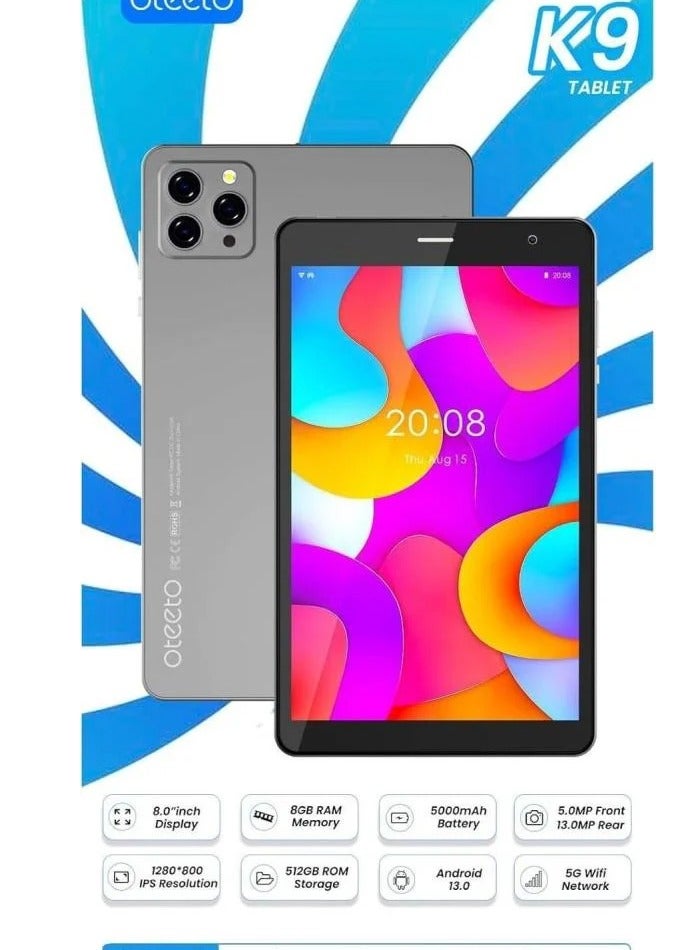 أوتيتو تاب اندرويد اوتيتو K9 بشاشة 8 انش وذاكره 512GB ورام 8 يدعم 5G ومعالج ثماني النواة1.8GHz - Image 3