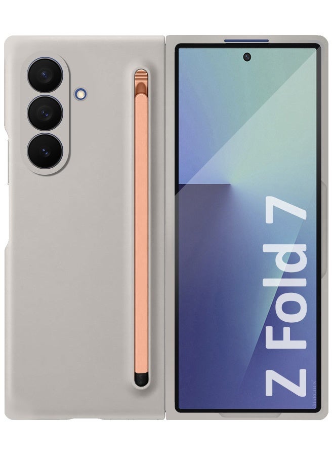 Case Cover and S Pen for Samsung Galaxy Z Fold 7, Slim Case with Built-in Compact S Pen, Holder and Storage Slot for Pen - Grey - Image 3