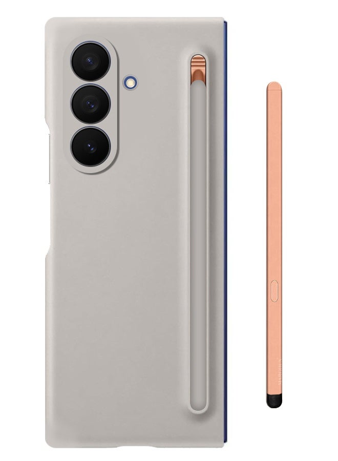 Case Cover and S Pen for Samsung Galaxy Z Fold 7, Slim Case with Built-in Compact S Pen, Holder and Storage Slot for Pen - Grey - Image 4