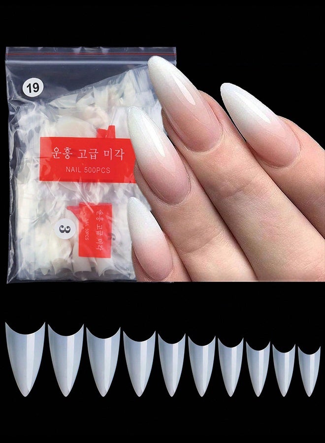 Generic 500pcs/Bag Acrylic Nail Tips Stiletto Coffin Almond Nails Practice Nail Capsules Artificial False Soft Gel Full Cover Nail Tips Manicure Tool - Image 1