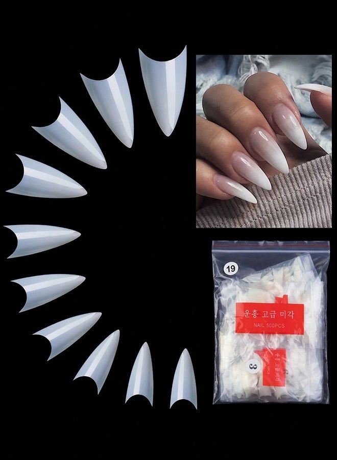 Generic 500pcs/Bag Acrylic Nail Tips Stiletto Coffin Almond Nails Practice Nail Capsules Artificial False Soft Gel Full Cover Nail Tips Manicure Tool - Image 4