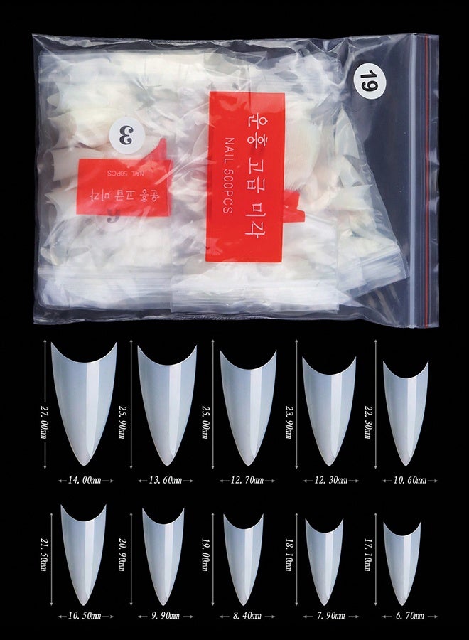Generic 500pcs/Bag Acrylic Nail Tips Stiletto Coffin Almond Nails Practice Nail Capsules Artificial False Soft Gel Full Cover Nail Tips Manicure Tool - Image 2