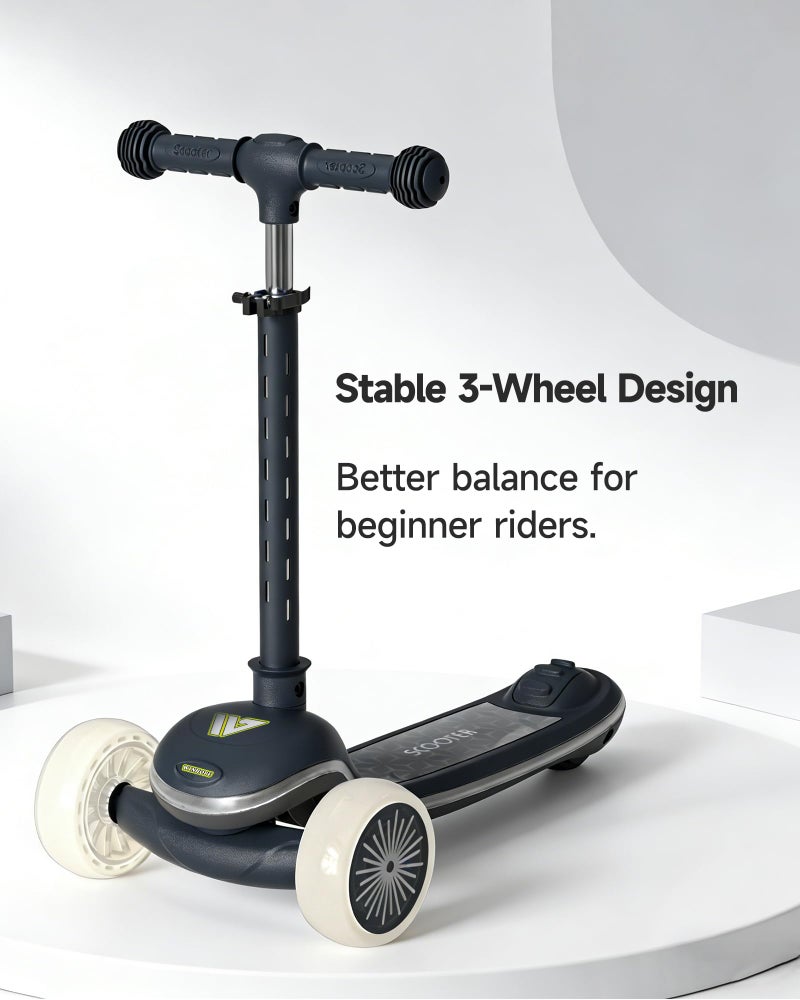 WinHope Kids Scooter, 3 Wheel Kick Scooter for Toddlers with Light Up Wheels, Lean-to-Steer Design, Adjustable Height Handlebar, Anti-Slip Deck, Ages 2â€“8(Black) - Image 2
