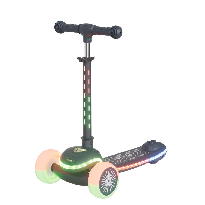 WinHope Kids Scooter, 3 Wheel Kick Scooter for Toddlers with Light Up Wheels, Lean-to-Steer Design, Adjustable Height Handlebar, Anti-Slip Deck, Ages 2â€“8(Black) - Image 1