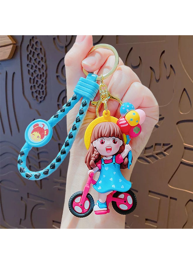 Creative Cartoon Bicycle Couple Boys And Girls Doll Keychain Bag Pendant Car Key Chain Small Gift