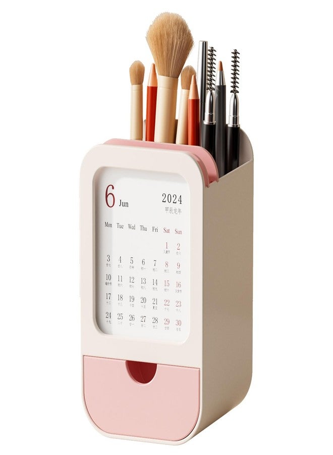 Sleek Makeup Brush Holder Organizer - Modern Cosmetic Brush Cup with Elegant Design, for Makeup Brushes, Lipsticks, Bathroom Vanity & Desktop Storage (Pink) - Image 1