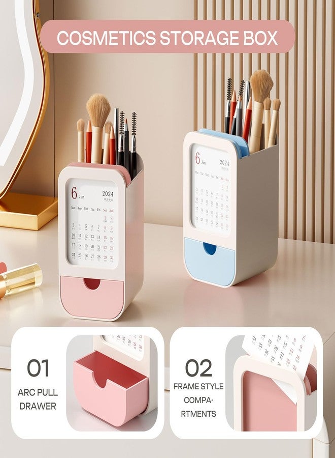 Sleek Makeup Brush Holder Organizer - Modern Cosmetic Brush Cup with Elegant Design, for Makeup Brushes, Lipsticks, Bathroom Vanity & Desktop Storage (Pink) - Image 3