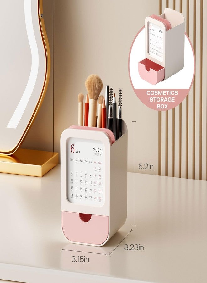 Sleek Makeup Brush Holder Organizer - Modern Cosmetic Brush Cup with Elegant Design, for Makeup Brushes, Lipsticks, Bathroom Vanity & Desktop Storage (Pink) - Image 2