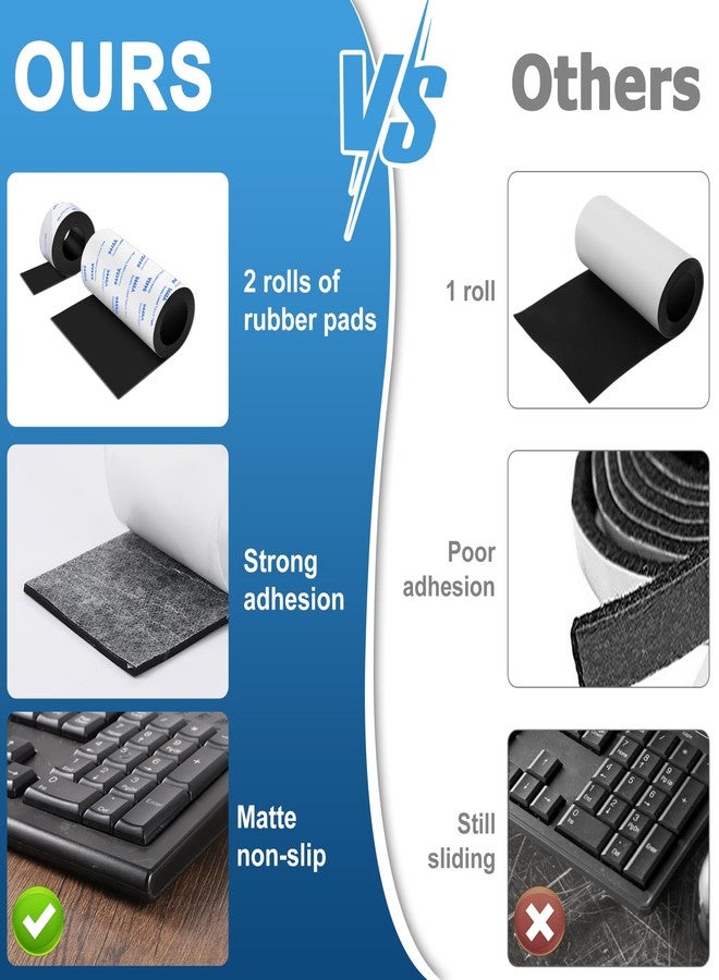 PremiFix Non Slip Furniture Pads, 2 Rolls Non Skid Rubber Pads Black, Rubber Tape, Adhesive Rubber Strips for Any Furniture and Appliances 4x40 inch+1x40 inch - Image 2