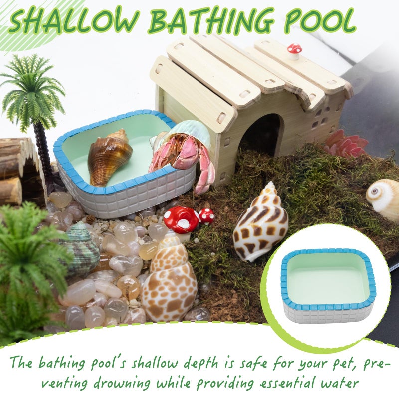 Niuohoy Hermit Crab Kit Hideout Water Pool Tank Decorative Accessories with Palm Tree Decorations Enrichment Toy for Turtles Lizard Frog Gecko Chameleons - Image 4