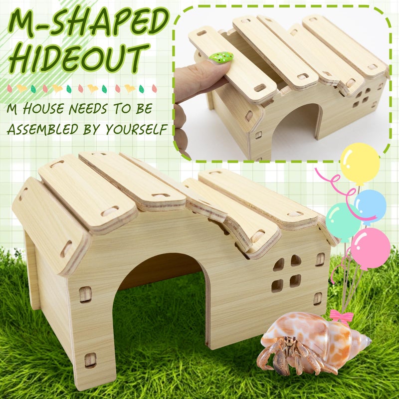 Niuohoy Hermit Crab Kit Hideout Water Pool Tank Decorative Accessories with Palm Tree Decorations Enrichment Toy for Turtles Lizard Frog Gecko Chameleons - Image 3