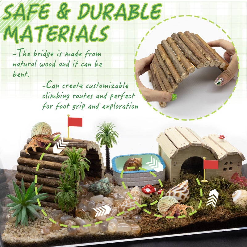 Niuohoy Hermit Crab Kit Hideout Water Pool Tank Decorative Accessories with Palm Tree Decorations Enrichment Toy for Turtles Lizard Frog Gecko Chameleons - Image 5