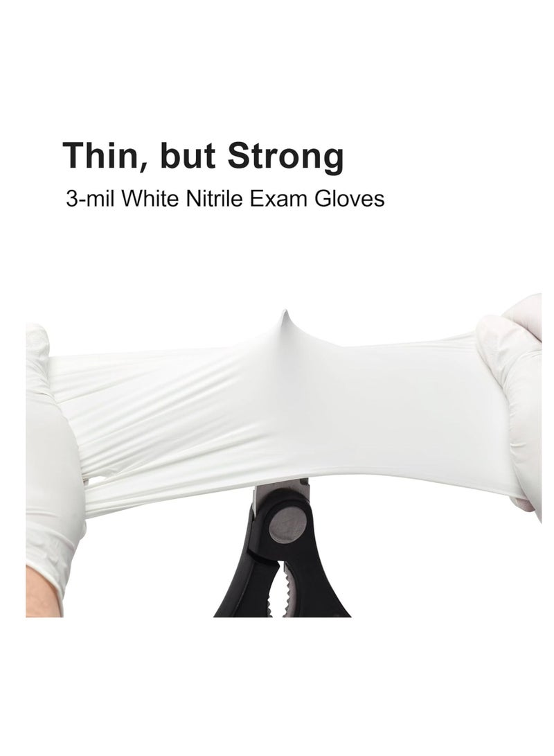 Nitrile Exam Gloves, White, Powder Free, Latex Free, Best for Restaurant, Saloon, Kitchen, Cleaning, Food Prep (5 Pack x 100 Pieces)