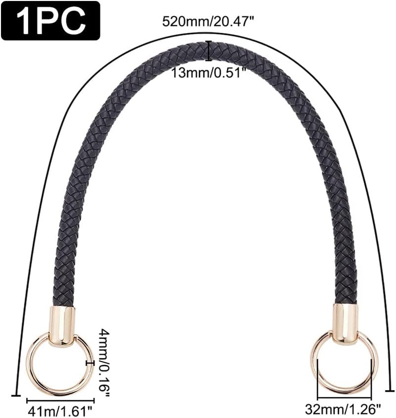 klarako PU Leather Braided Purse Handle, 20.5 Inch Short Leather Handbag Strap Satchel Shoulder Bag Top Handle Bucket Tote Bag Handle with Round Buckle for Hobo Crossbody Purse Designer Handbag, Black - Image 5