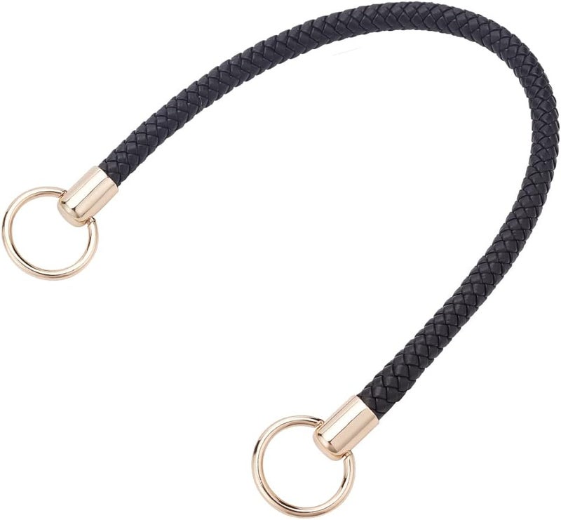 klarako PU Leather Braided Purse Handle, 20.5 Inch Short Leather Handbag Strap Satchel Shoulder Bag Top Handle Bucket Tote Bag Handle with Round Buckle for Hobo Crossbody Purse Designer Handbag, Black - Image 1