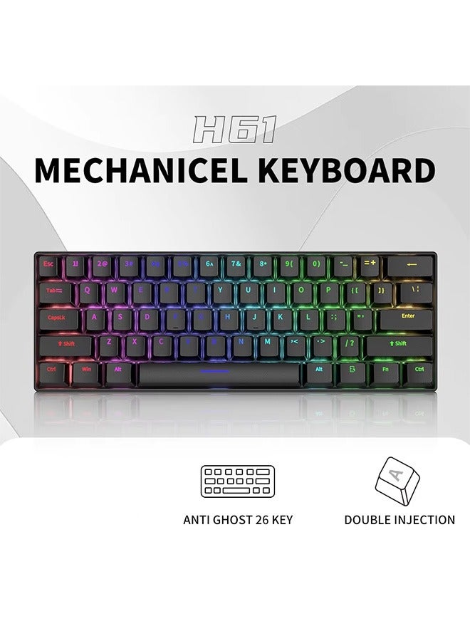 Reelyo Mechanical Gaming Keyboard English Arabic  With RGB LED Rainbow Backlit Quick Response USB Wired E-sport Waterproof 61 Keys Keyboard For Windows/MacOS/Android And PC Gamers  - Image 2
