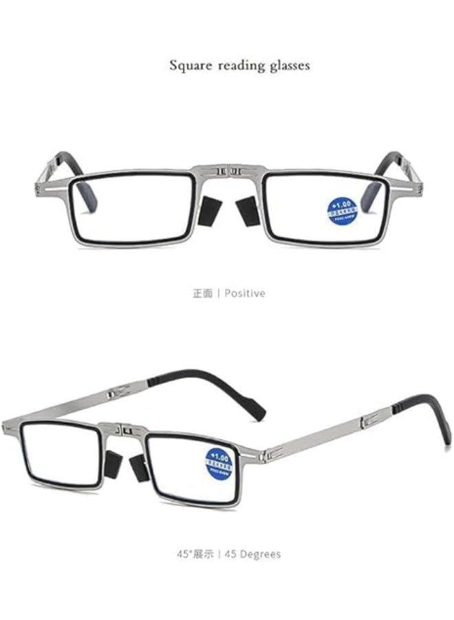 Small Folding Reading Glasses for Men and Women Presbyopia Glasses with Metal Frame and Anti-Blue Lens ( +3.00 ) - Image 2