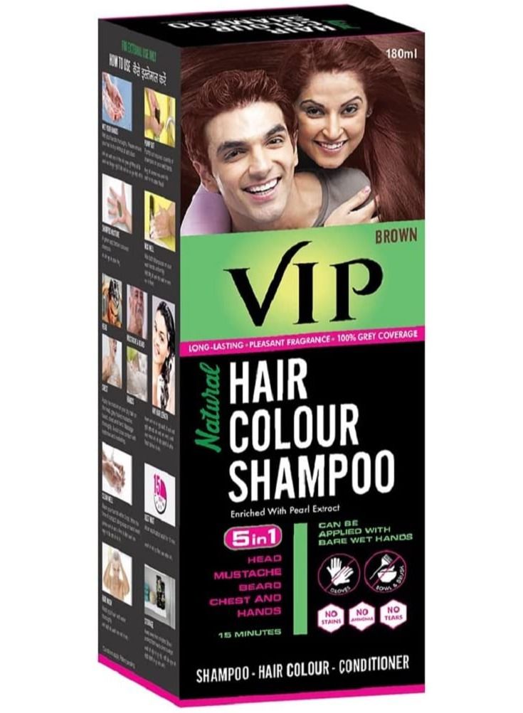 VIP Natural Hair Colour Shampoo Brown 180ml - Image 2