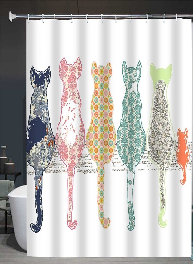 Abaysto Colorful Cat Back Shower Curtain,Bathroom Curtains Bath Decorations Shower Bath Curtain for Bathroom,Polyester Fabric Bathroom Shower Curtain - Image 3