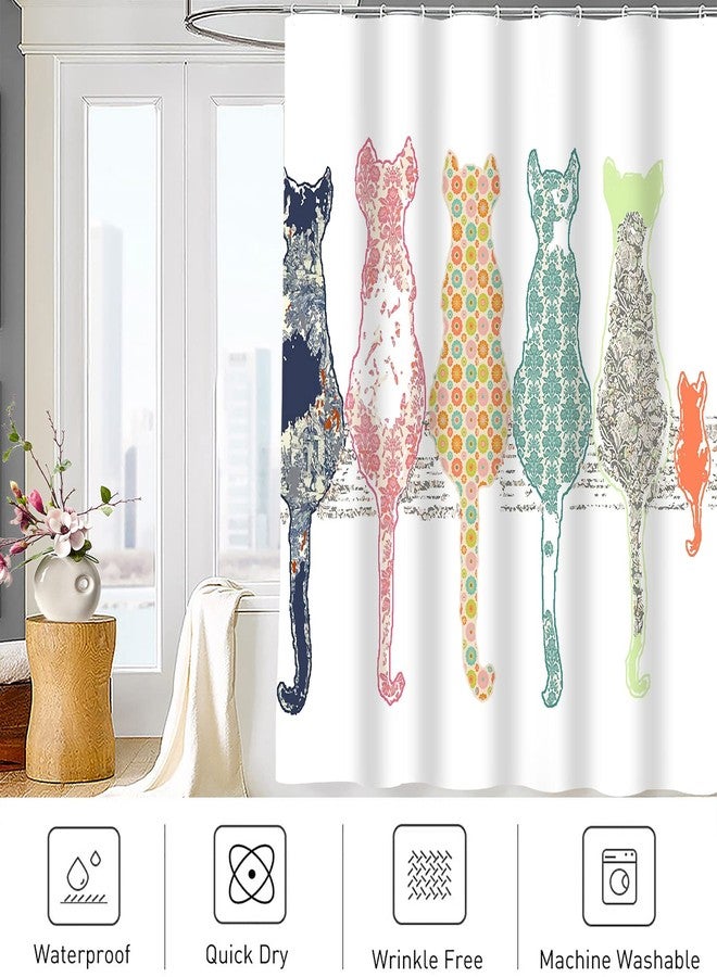 Abaysto Colorful Cat Back Shower Curtain,Bathroom Curtains Bath Decorations Shower Bath Curtain for Bathroom,Polyester Fabric Bathroom Shower Curtain - Image 4