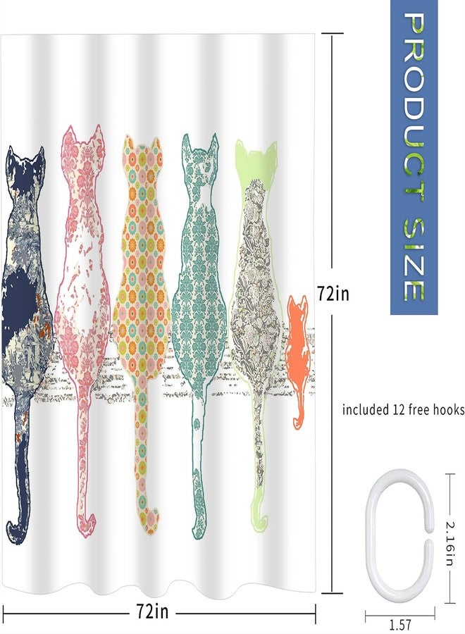 Abaysto Colorful Cat Back Shower Curtain,Bathroom Curtains Bath Decorations Shower Bath Curtain for Bathroom,Polyester Fabric Bathroom Shower Curtain - Image 5