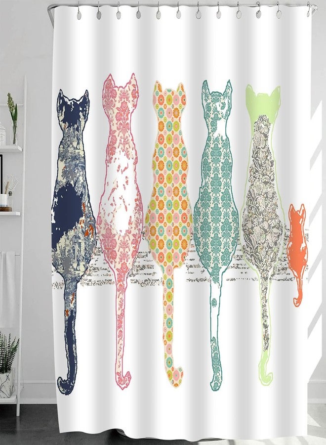 Abaysto Colorful Cat Back Shower Curtain,Bathroom Curtains Bath Decorations Shower Bath Curtain for Bathroom,Polyester Fabric Bathroom Shower Curtain - Image 2