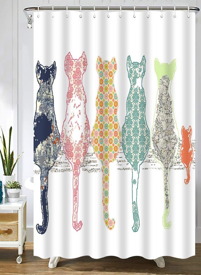 Abaysto Colorful Cat Back Shower Curtain,Bathroom Curtains Bath Decorations Shower Bath Curtain for Bathroom,Polyester Fabric Bathroom Shower Curtain - Image 1