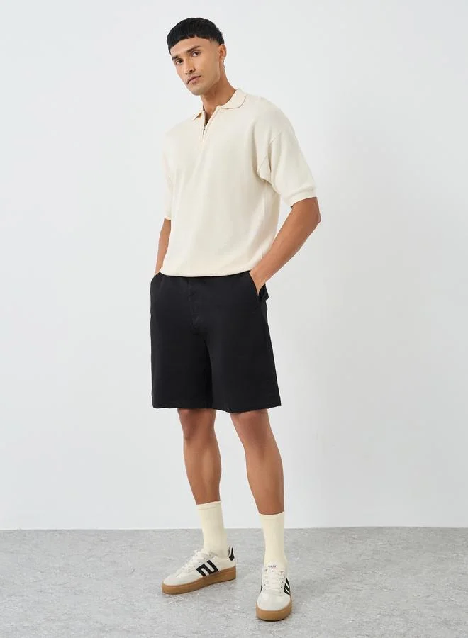ستايلي Styli Men Black Regular Twill Chino Shorts