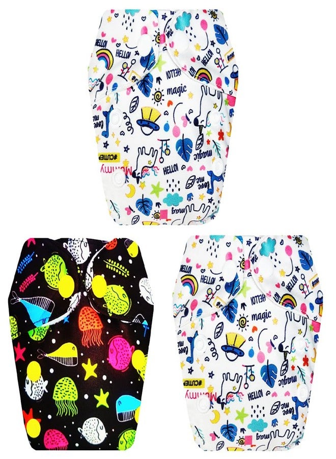 Dumbledo Premium Newborn Cloth Diaper with Integrated Insert (Pack of 3) | Snug Fit | 6-Layer Absorbent Pad | Quick Dry | Everyday Diapering Essential | 0 - 4 Months | Unisex Baby - Image 1