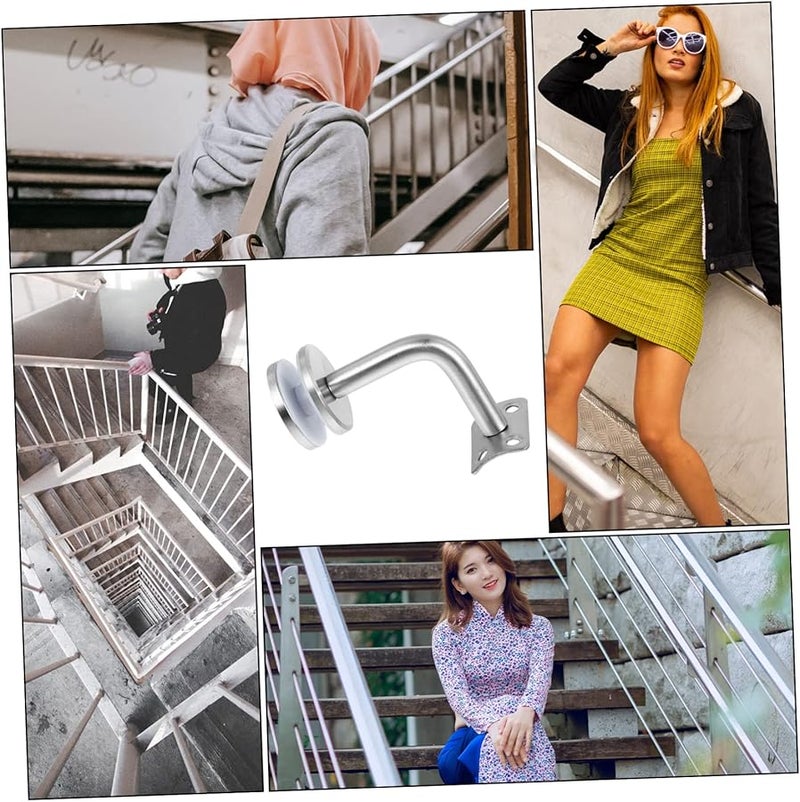 قوس تثبيت الزجاج من الفولاذ المقاوم للصدأ لدرابزين، مشبك تثبيت متين للدرابزين الداخلي والخارجي - Image 4