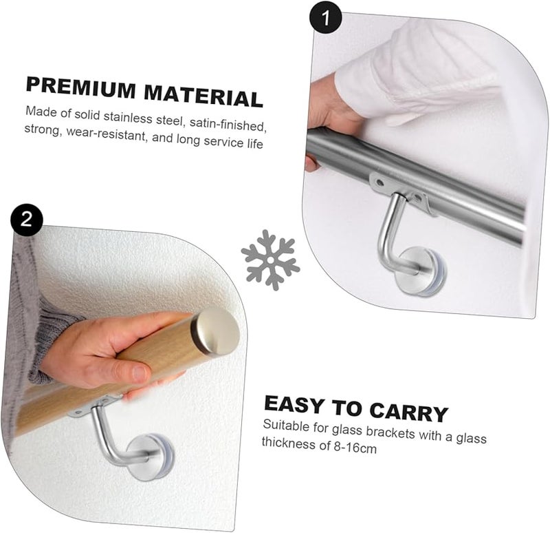 قوس تثبيت الزجاج من الفولاذ المقاوم للصدأ لدرابزين، مشبك تثبيت متين للدرابزين الداخلي والخارجي - Image 3