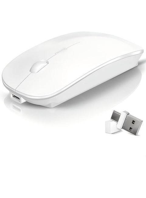 Mouse for MacBook Wireless Bluetooth Mouse Laptop MacBook Air Mac Pro Rechargeable Silent PC iPad Optical Mice with Dual Mode Switch Bluetooth 5.2/3.0 and 2.4GHz USB Type-C