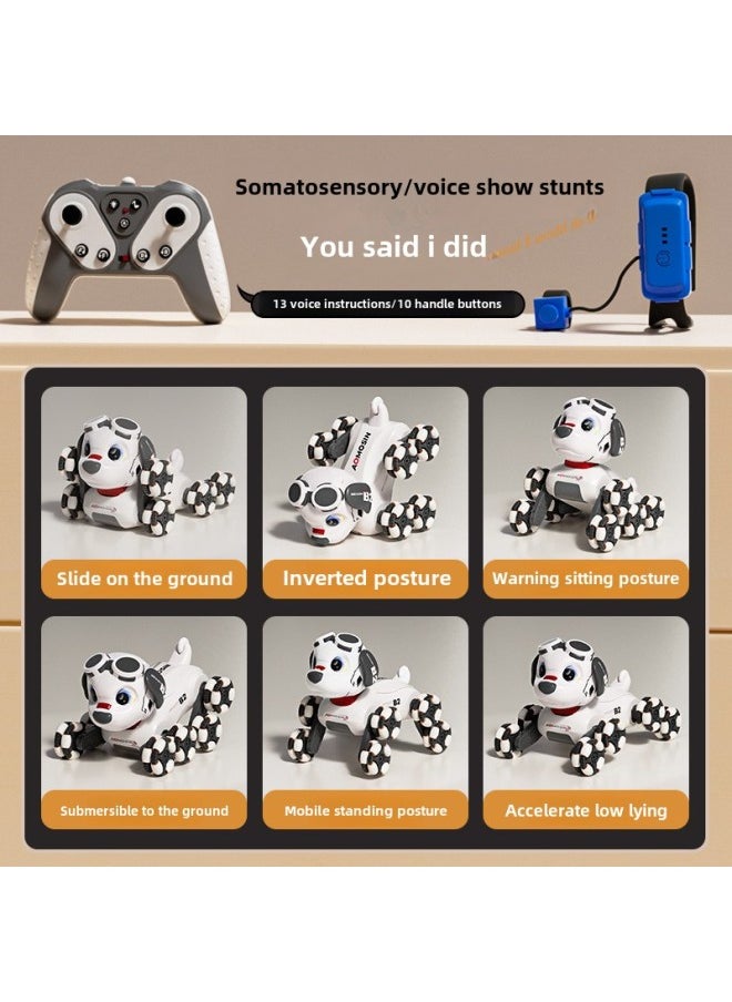 2024 Product Electric Remote Control Car Smart Robot Dog Six-wheel Stunt Boy Programming Doll Children's Toy-Color:Aomengstar Eight-wheel Dog Black Voice Model  - Image 3