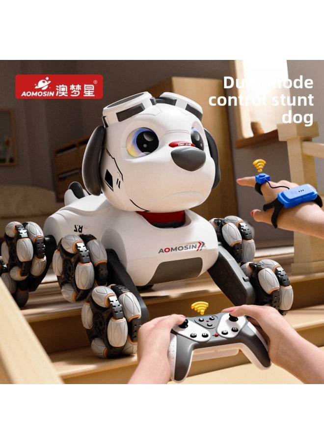 2024 Product Electric Remote Control Car Smart Robot Dog Six-wheel Stunt Boy Programming Doll Children's Toy-Color:Aomengstar Eight-wheel Dog Black Voice Model  - Image 2