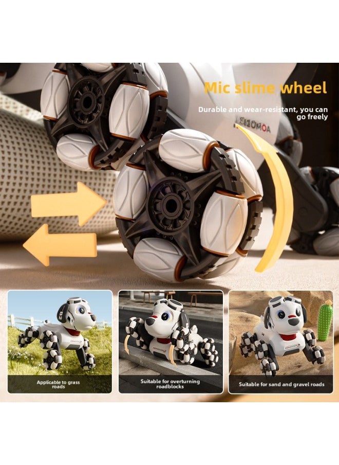 2024 Product Electric Remote Control Car Smart Robot Dog Six-wheel Stunt Boy Programming Doll Children's Toy-Color:Aomengstar Eight-wheel Dog Black Voice Model  - Image 4