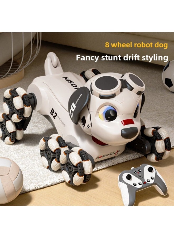 2024 Product Electric Remote Control Car Smart Robot Dog Six-wheel Stunt Boy Programming Doll Children's Toy-Color:Aomengstar Eight-wheel Dog Black Voice Model  - Image 5