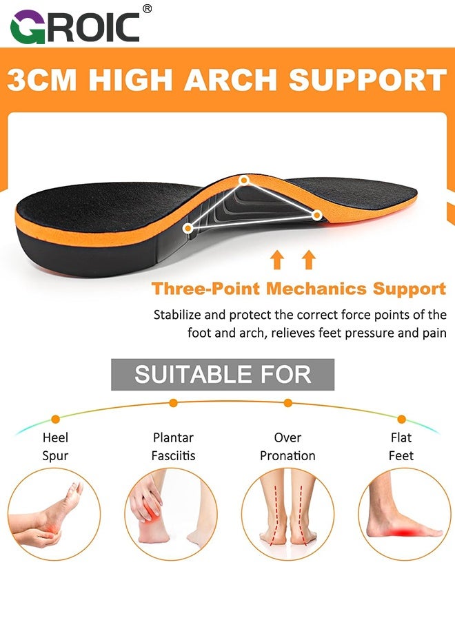 GROIC Arch Support Plantar Fasciitis Insoles,Memory Foam Comfort Heavy Duty High Arch Support Inserts for Pain Relief Absorb Shock, Sports Insoles - Image 3